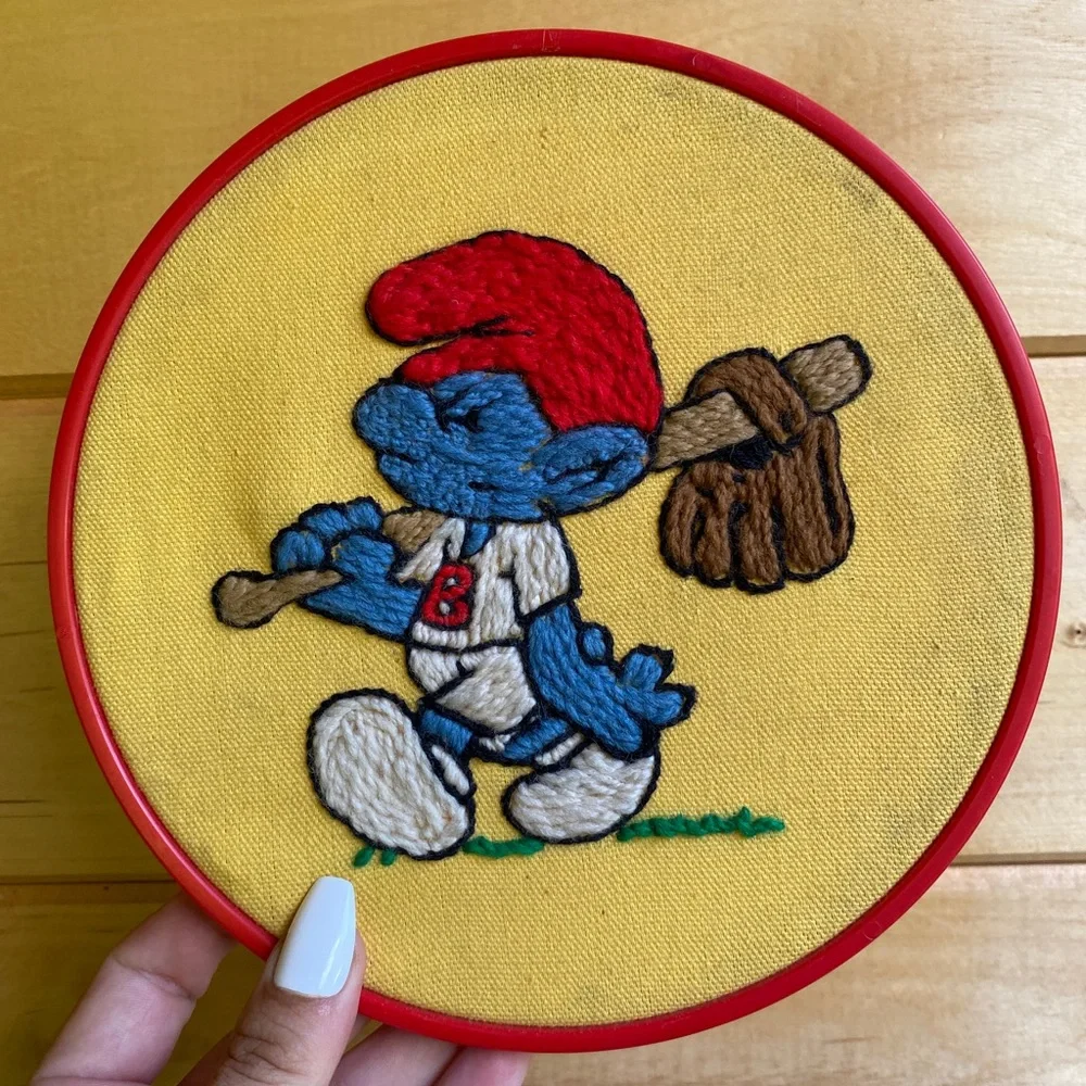 3/$30 ๐ Baseball Smurf needlepoint - Picture 1 of 5